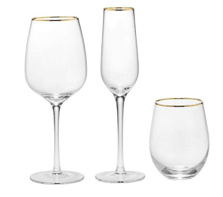 Elegant gold rim wine glass champagne glass set